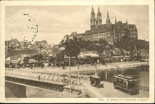 Meissen Elbe Sachsen Albrechtsburg Dom Bruecke Strassenbahn / Meissen /Meissen LKR