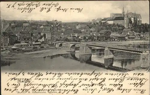 Meissen Elbe Sachsen Bruecke Albrechtsburg / Meissen /Meissen LKR