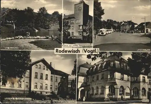 Rodewisch Karl Marx Platz Rathaus Fachschule Gondelteich / Rodewisch /Vogtlandkreis LKR