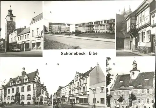 Schoenebeck Elbe Salztorturm Volksschwimmbad Rosmarienstrasse Rathaus Kreismuseum / Schoenebeck /Salzlandkreis LKR