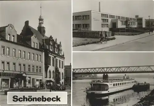 Schoenebeck Elbe Schiff Bruecke Rathaus  / Schoenebeck /Salzlandkreis LKR