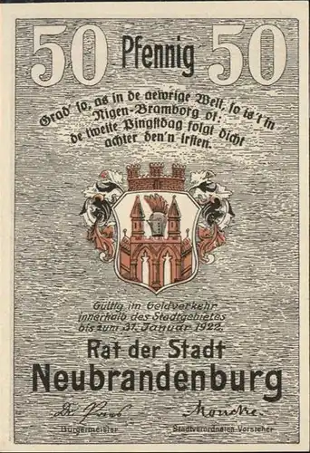 Neubrandenburg Reutergeld  / Neubrandenburg /Neubrandenburg Stadtkreis
