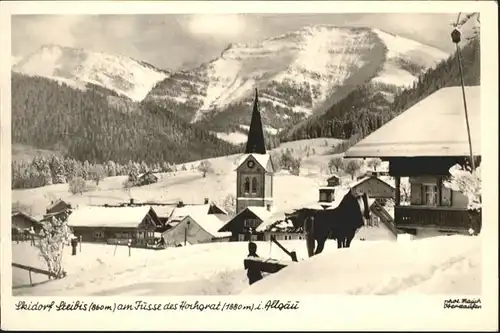 Steibis Kirche Pferd Winter  / Oberstaufen /Oberallgaeu LKR