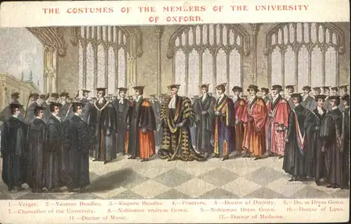 Oxford Oxfordshire Costumes of the Members University  / Oxford /Oxfordshire