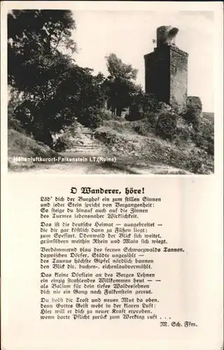 Falkenstein Taunus Gedicht O Wanderer  / Koenigstein im Taunus /Hochtaunuskreis LKR