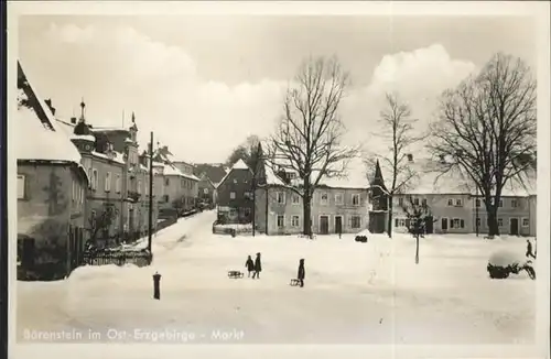 wq70733 Baerenstein Annaberg-Buchholz Markt Winter Schlitten * Kategorie. Baerenstein Annaberg-Buchholz Alte Ansichtskarten