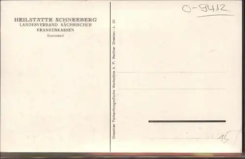 Schneeberg Erzgebirge Heilstaette Speisesaal *