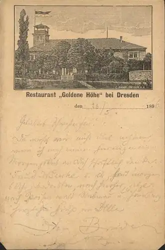 Rabenau Sachsen [Stempelabschlag] Restaurant Goldene Hoehe x