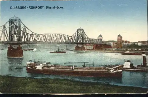 Ruhrort Rheinbruecke Schiff *