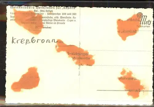 Kressbronn Bodensee [Handschriftlich] Weinstube / Kressbronn am Bodensee /Bodenseekreis LKR