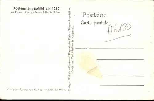 Schwaz Tirol Postaushaengeschild Vierfarben-aetzung C. Angerer & Goeschl / Schwaz /Tiroler Unterland