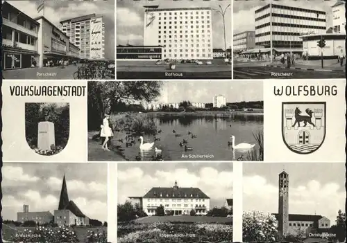 Wolfsburg Porschestrasse Rathaus Schillerteich Kreuzkirche Robert-Koch Platz Christuskirche x