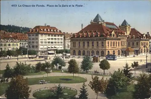 La Chaux-de-Fonds Place de la Gare et la Poste Strassenbahn x