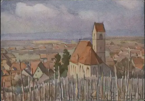 Haltingen Aquarell von Kuenstler Max Brombacher *