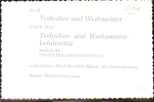 Stockach Baden Werkmeister Lehrinstitut Haus Edeltraud