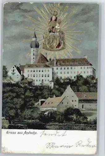 Kloster Andechs Praegedruckkarte x