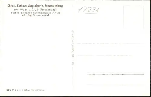 Schwarzenberg Baiersbronn Kurhaus Murgtalperle *