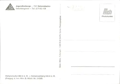 Hohenstaufen Jugendherberge Fliegeraufnahme  *