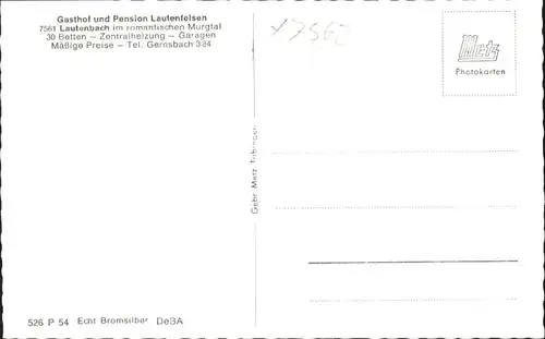 Lautenbach Gernsbach Gasthof Pension Lautenfelsen *