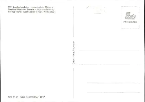 Lautenbach Gernsbach Gasthof Pension Sonne *