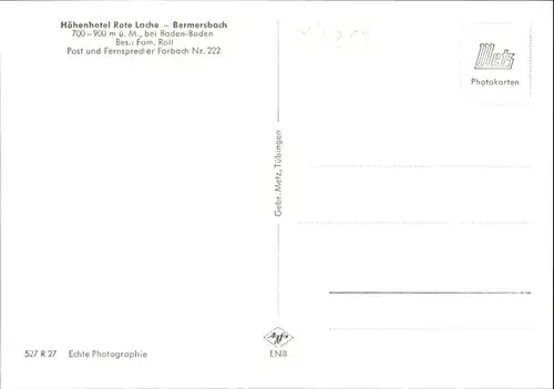 Bermersbach Forbach Hotel Rote Lache *