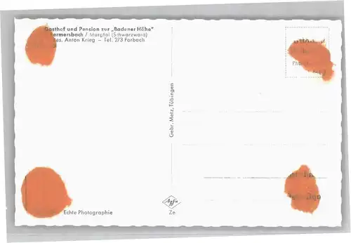 Bermersbach Forbach Gasthof Pension Badener Hoehe *
