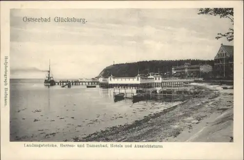 Gluecksburg Ostseebad Gluecksburg Ostsee Landungsbruecke Herrenbad Damenbad Hotel Turm * / Gluecksburg (Ostsee) /Schleswig-Flensburg LKR