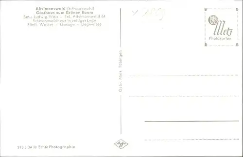 Altsimonswald Schwarzwald Gasthaus zum Gruenen Baum *