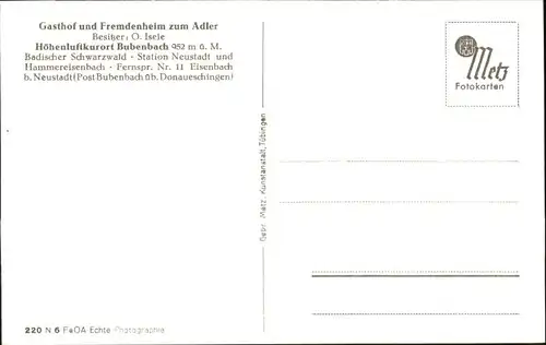 Bubenbach Schwarzwald Neustadt Hammereisenbach Eisenbach  *