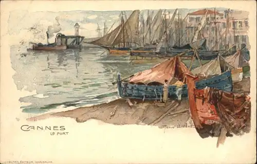 wx37759 Wielandt Manuel Litho Cannes Boot Kuenstler Manuel Wielandt x Kategorie. Kuenstler Alte Ansichtskarten