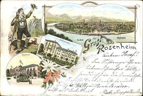 Rosenheim Oberbayern Marienbad Kaiserbad Schiff Bruecke