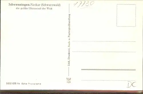 Schwenningen Neckar Uhrenstadt / Villingen-Schwenningen /Schwarzwald-Baar-Kreis LKR