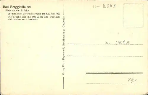 Berggiesshuebel Bruecke Katastrophe Juli 1927