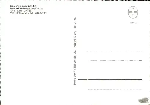 Glottertal Gasthof Adler Kat. Glottertal