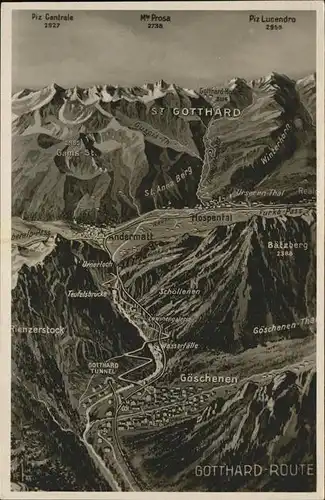 Goeschenen Fliegeraufnahme  Gotthard Route Kat. Goeschenen