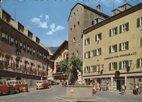 Zell See Stadtplatz BrunnenBankhaus Carl Spaengler Kat. Zell am See