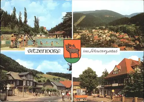 Sitzendorf Hirsch Stadtwappen Freibad Kat. Sitzendorf