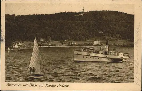 Kloster Andechs Ammersee Dampfer Segelboot Kat. Andechs