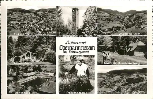 Oberharmersbach Brandenkopfturm Riersbach Trachtenmaedchen Lourdes Grotte Schwimmbad Kat. Oberharmersbach