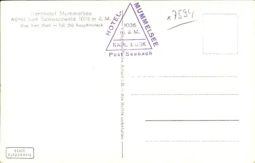 Mummelsee Winterwald Berghotel Mummelsee Kat. Seebach