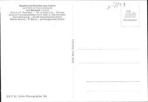 Bleibach Gasthof zum Loewen Kat. Gutach im Breisgau