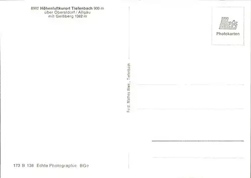 Tiefenbach Oberstdorf Geissberg Kat. Oberstdorf