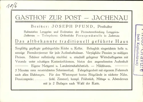 Jachenau Gasthof Pension zur Post Kat. Jachenau