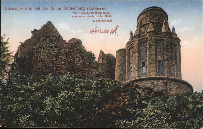 Kyffhaeuser Bismarck-Turm Ruine Rothenburg Kat. Bad Frankenhausen Nr ...
