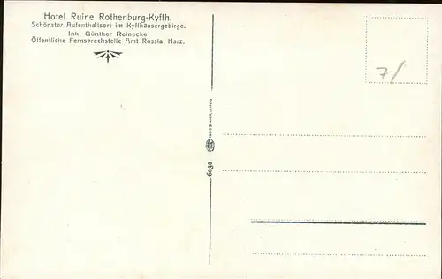 Kyffhaeuser Bismarck-Turm Ruine Rothenburg Kat. Bad Frankenhausen