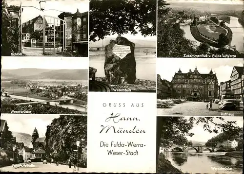 Hannoversch Muenden Rathaus Weserbruecke Schloss Kat. Hann. Muenden