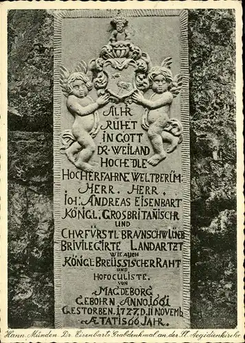 Hannoversch Muenden Dr. Eisenbarts Grabdenkmal Kat. Hann. Muenden
