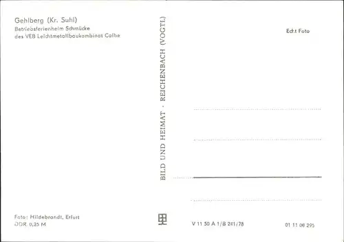 Gehlberg Betriebsferienheim Schmuecke VEB Leichtmetallbaukombinat Calbe Kat. Gehlberg