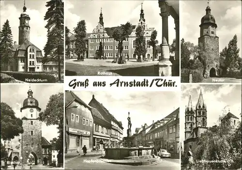 Arnstadt Ilm Neutor, Liebfrauenkirche, Rathaus, Neideckturm / Arnstadt /Ilm-Kreis LKR