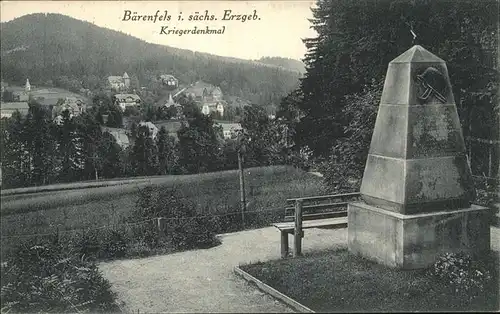 Baerenfels Erzgebirge Kriegerdenkmal Kat. Altenberg